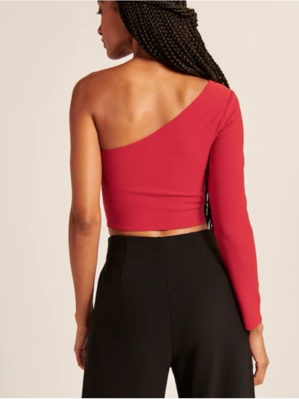 NWOT Abercrombie Asymmetrical Long Sleeve Shirt - Red - Picture 2 of 6